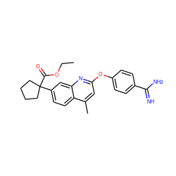 CCOC(=O)C1(c2ccc3c(C)cc(Oc4ccc(C(=N)N)cc4)nc3c2)CCCC1 ZINC000013535199