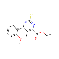 CCOC(=O)C1=C(C)[C@H](c2ccccc2OC)NC(S)=N1 ZINC000008665923