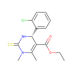 CCOC(=O)C1=C(C)N(C)C(=S)N[C@@H]1c1ccccc1Cl ZINC000008828889