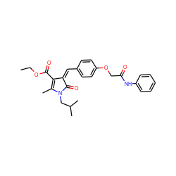 CCOC(=O)C1=C(C)N(CC(C)C)C(=O)/C1=C\c1ccc(OCC(=O)Nc2ccccc2)cc1 ZINC000013470928