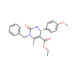 CCOC(=O)C1=C(C)N(Cc2ccccc2)C(=O)N[C@@H]1c1ccc(OC)cc1 ZINC000005564448