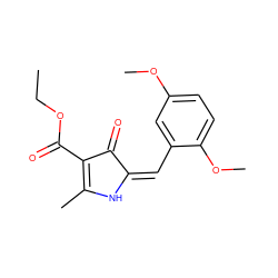 CCOC(=O)C1=C(C)N/C(=C/c2cc(OC)ccc2OC)C1=O ZINC000000089683