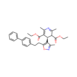 CCOC(=O)C1=C(C)N=C(C)C(C(=O)OCC)[C@H]1c1c(C)noc1CCc1ccc(-c2ccccc2)cc1 ZINC000026834913