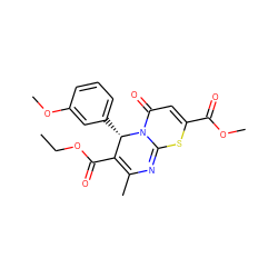 CCOC(=O)C1=C(C)N=C2SC(C(=O)OC)=CC(=O)N2[C@H]1c1cccc(OC)c1 ZINC000001125719