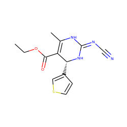 CCOC(=O)C1=C(C)NC(=NC#N)N[C@@H]1c1ccsc1 ZINC001772609664