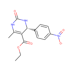 CCOC(=O)C1=C(C)NC(=O)N[C@@H]1c1ccc([N+](=O)[O-])cc1 ZINC000100070946