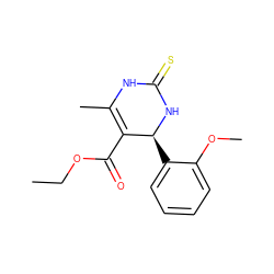 CCOC(=O)C1=C(C)NC(=S)N[C@H]1c1ccccc1OC ZINC000000974809