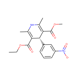 CCOC(=O)C1=C(C)NC(C)=C(C(=O)OC)[C@@H]1c1cccc([N+](=O)[O-])c1 ZINC000084403367