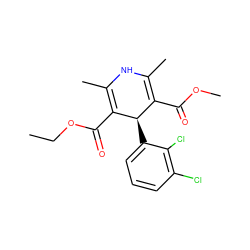 CCOC(=O)C1=C(C)NC(C)=C(C(=O)OC)[C@H]1c1cccc(Cl)c1Cl ZINC000096942202