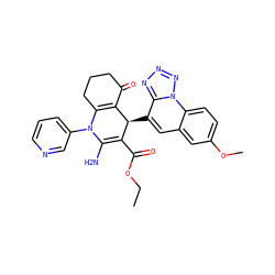 CCOC(=O)C1=C(N)N(c2cccnc2)C2=C(C(=O)CCC2)[C@H]1c1cc2cc(OC)ccc2n2nnnc12 ZINC000299830378