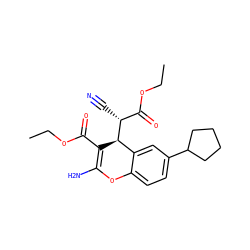CCOC(=O)C1=C(N)Oc2ccc(C3CCCC3)cc2[C@@H]1[C@H](C#N)C(=O)OCC ZINC000029464691