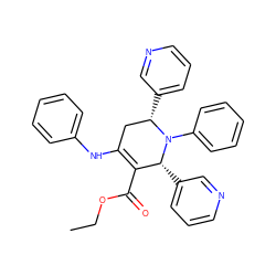 CCOC(=O)C1=C(Nc2ccccc2)C[C@H](c2cccnc2)N(c2ccccc2)[C@@H]1c1cccnc1 ZINC000040914684