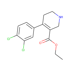 CCOC(=O)C1=C(c2ccc(Cl)c(Cl)c2)CCNC1 ZINC000028714342