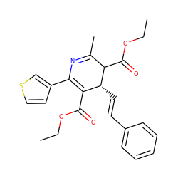 CCOC(=O)C1=C(c2ccsc2)N=C(C)C(C(=O)OCC)[C@@H]1/C=C/c1ccccc1 ZINC000027524799