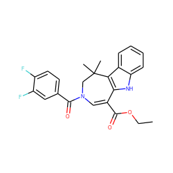 CCOC(=O)C1=CN(C(=O)c2ccc(F)c(F)c2)CC(C)(C)c2c1[nH]c1ccccc21 ZINC000003819618