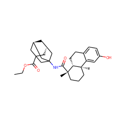 CCOC(=O)C12C[C@H]3C[C@@H](CC(NC(=O)[C@@]4(C)CCC[C@]5(C)c6cc(O)ccc6CC[C@@H]45)(C3)C1)C2 ZINC000101029607