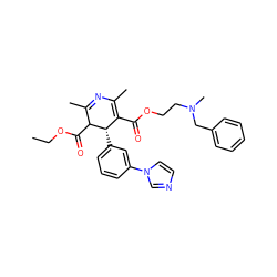 CCOC(=O)C1C(C)=NC(C)=C(C(=O)OCCN(C)Cc2ccccc2)[C@@H]1c1cccc(-n2ccnc2)c1 ZINC000026746649