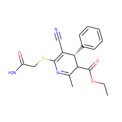 CCOC(=O)C1C(C)=NC(SCC(N)=O)=C(C#N)[C@@H]1c1ccccc1 ZINC000027548636