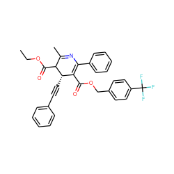 CCOC(=O)C1C(C)=NC(c2ccccc2)=C(C(=O)OCc2ccc(C(F)(F)F)cc2)[C@@H]1C#Cc1ccccc1 ZINC000026575860