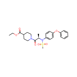 CCOC(=O)C1CCN(C(=O)[C@@H](C)N(c2ccc(Oc3ccccc3)cc2)S(C)(=O)=O)CC1 ZINC000000785322