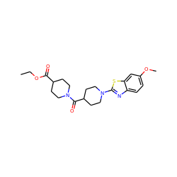 CCOC(=O)C1CCN(C(=O)C2CCN(c3nc4ccc(OC)cc4s3)CC2)CC1 ZINC000004078772