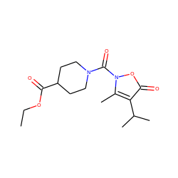 CCOC(=O)C1CCN(C(=O)n2oc(=O)c(C(C)C)c2C)CC1 ZINC000026937509