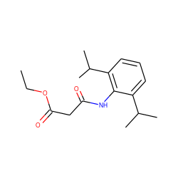 CCOC(=O)CC(=O)Nc1c(C(C)C)cccc1C(C)C ZINC000027752385