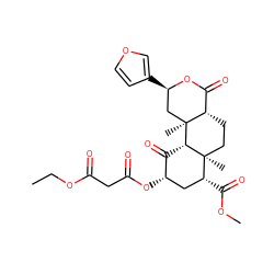 CCOC(=O)CC(=O)O[C@H]1C[C@@H](C(=O)OC)[C@]2(C)CC[C@H]3C(=O)O[C@H](c4ccoc4)C[C@]3(C)[C@H]2C1=O ZINC000096906578