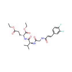 CCOC(=O)CC[C@@H](NC(=O)[C@@H](NC(=O)CNC(=O)/C=C/c1ccc(F)c(F)c1)C(C)C)C(=O)OCC ZINC001772657629