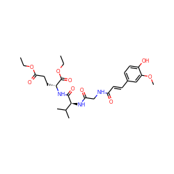 CCOC(=O)CC[C@@H](NC(=O)[C@@H](NC(=O)CNC(=O)/C=C/c1ccc(O)c(OC)c1)C(C)C)C(=O)OCC ZINC001772597458