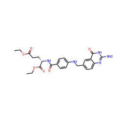 CCOC(=O)CC[C@H](NC(=O)c1ccc(NCc2ccc3nc(N)[nH]c(=O)c3c2)cc1)C(=O)OCC ZINC000017106157