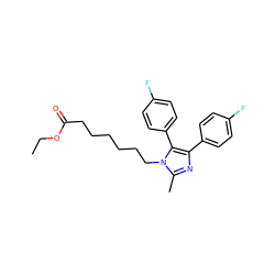 CCOC(=O)CCCCCCn1c(C)nc(-c2ccc(F)cc2)c1-c1ccc(F)cc1 ZINC000028821694