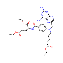 CCOC(=O)CCCCN(Cc1cnc2nc(N)nc(N)c2n1)c1ccc(C(=O)N[C@@H](CCC(=O)OCC)C(=O)OCC)cc1 ZINC000029241753