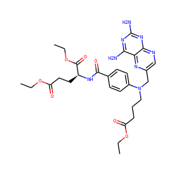 CCOC(=O)CCCN(Cc1cnc2nc(N)nc(N)c2n1)c1ccc(C(=O)N[C@@H](CCC(=O)OCC)C(=O)OCC)cc1 ZINC000029246859