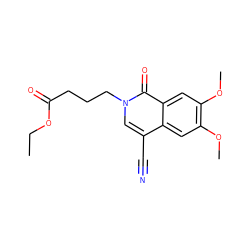 CCOC(=O)CCCn1cc(C#N)c2cc(OC)c(OC)cc2c1=O ZINC000013800922