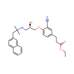 CCOC(=O)CCc1ccc(OC[C@H](O)CNC(C)(C)Cc2ccc3ccccc3c2)c(C#N)c1 ZINC000045315721