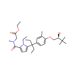 CCOC(=O)CN(C)C(=O)c1ccc(C(CC)(CC)c2ccc(OC[C@@H](O)C(C)(C)C)c(C)c2)n1CC ZINC000653799657