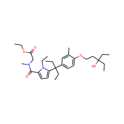 CCOC(=O)CN(C)C(=O)c1ccc(C(CC)(CC)c2ccc(OCCC(O)(CC)CC)c(C)c2)n1CC ZINC001772618487