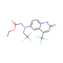 CCOC(=O)CN(CC(F)(F)F)c1ccc2[nH]c(=O)cc(C(F)(F)F)c2c1 ZINC000014968468