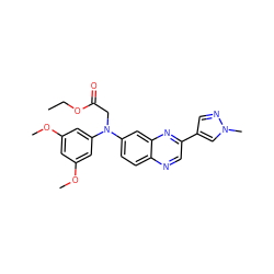 CCOC(=O)CN(c1cc(OC)cc(OC)c1)c1ccc2ncc(-c3cnn(C)c3)nc2c1 ZINC000204146738