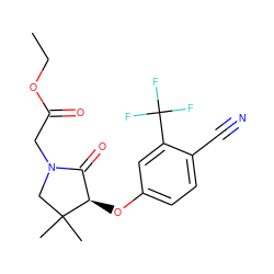 CCOC(=O)CN1CC(C)(C)[C@H](Oc2ccc(C#N)c(C(F)(F)F)c2)C1=O ZINC000072120460