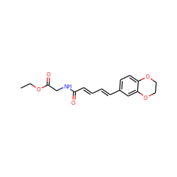 CCOC(=O)CNC(=O)/C=C/C=C/c1ccc2c(c1)OCCO2 ZINC000473248355