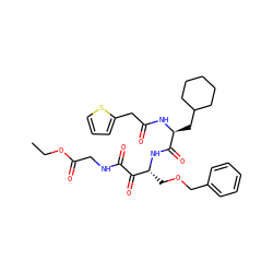 CCOC(=O)CNC(=O)C(=O)[C@@H](COCc1ccccc1)NC(=O)[C@H](CC1CCCCC1)NC(=O)Cc1cccs1 ZINC000049777231