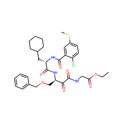 CCOC(=O)CNC(=O)C(=O)[C@@H](COCc1ccccc1)NC(=O)[C@H](CC1CCCCC1)NC(=O)c1cc(SC)ccc1Cl ZINC000049777197