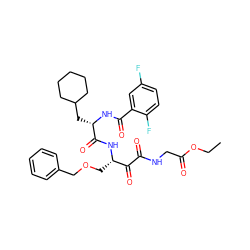 CCOC(=O)CNC(=O)C(=O)[C@H](COCc1ccccc1)NC(=O)[C@H](CC1CCCCC1)NC(=O)c1cc(F)ccc1F ZINC000049793413