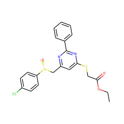 CCOC(=O)CSc1cc(C[S@@+]([O-])c2ccc(Cl)cc2)nc(-c2ccccc2)n1 ZINC000008666741