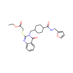 CCOC(=O)CSc1nc2ccccc2c(=O)n1CC1CCC(C(=O)NCc2ccco2)CC1 ZINC000004437554