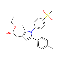 CCOC(=O)Cc1cc(-c2ccc(C)cc2)n(-c2ccc(S(C)(=O)=O)cc2)c1C ZINC000028862711