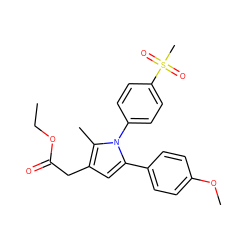 CCOC(=O)Cc1cc(-c2ccc(OC)cc2)n(-c2ccc(S(C)(=O)=O)cc2)c1C ZINC000028862699