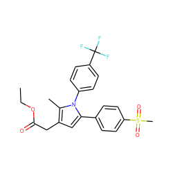 CCOC(=O)Cc1cc(-c2ccc(S(C)(=O)=O)cc2)n(-c2ccc(C(F)(F)F)cc2)c1C ZINC000013643742